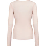 Lyserød langærmet bluse til kvinder i merinould