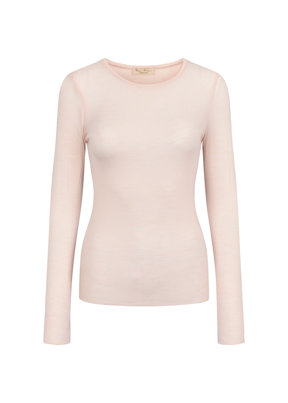 Lyserød langærmet bluse til kvinder i merinould