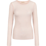 Lyserød langærmet bluse til kvinder i merinould