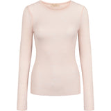 Lyserød langærmet bluse til kvinder i merinould