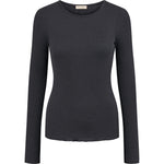 Sort langærmet t-shirt til kvinder i merinould
