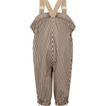 Brunstribede regnbukser til børn med seler og fodstropper