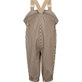 Brunstribede regnbukser til børn med seler og fodstropper