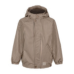 Brunstribet regnjakke til børn med hætte og lynlås