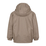 Brunstribet regnjakke til børn med hætte og lynlås