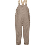 Brunstribede regnbukser til børn med seler og fodstropper