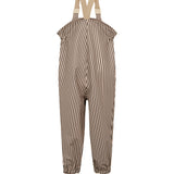 Brunstribede regnbukser til børn med seler og fodstropper