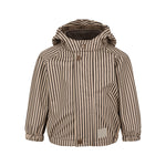 Brunstribet regnjakke til børn med hætte og lynlås