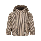 Brunstribet regnjakke til børn med hætte og lynlås