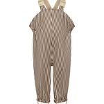 Brunstribede regnbukser til børn med seler og fodstropper