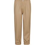 beige regnbukser til børn med elastik i taljen og fodstropper