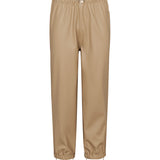 beige regnbukser til børn med elastik i taljen og fodstropper