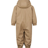 Beige regndragt til børn med hætte og elastikstropper