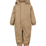 Beige regndragt til børn med hætte og elastikstropper