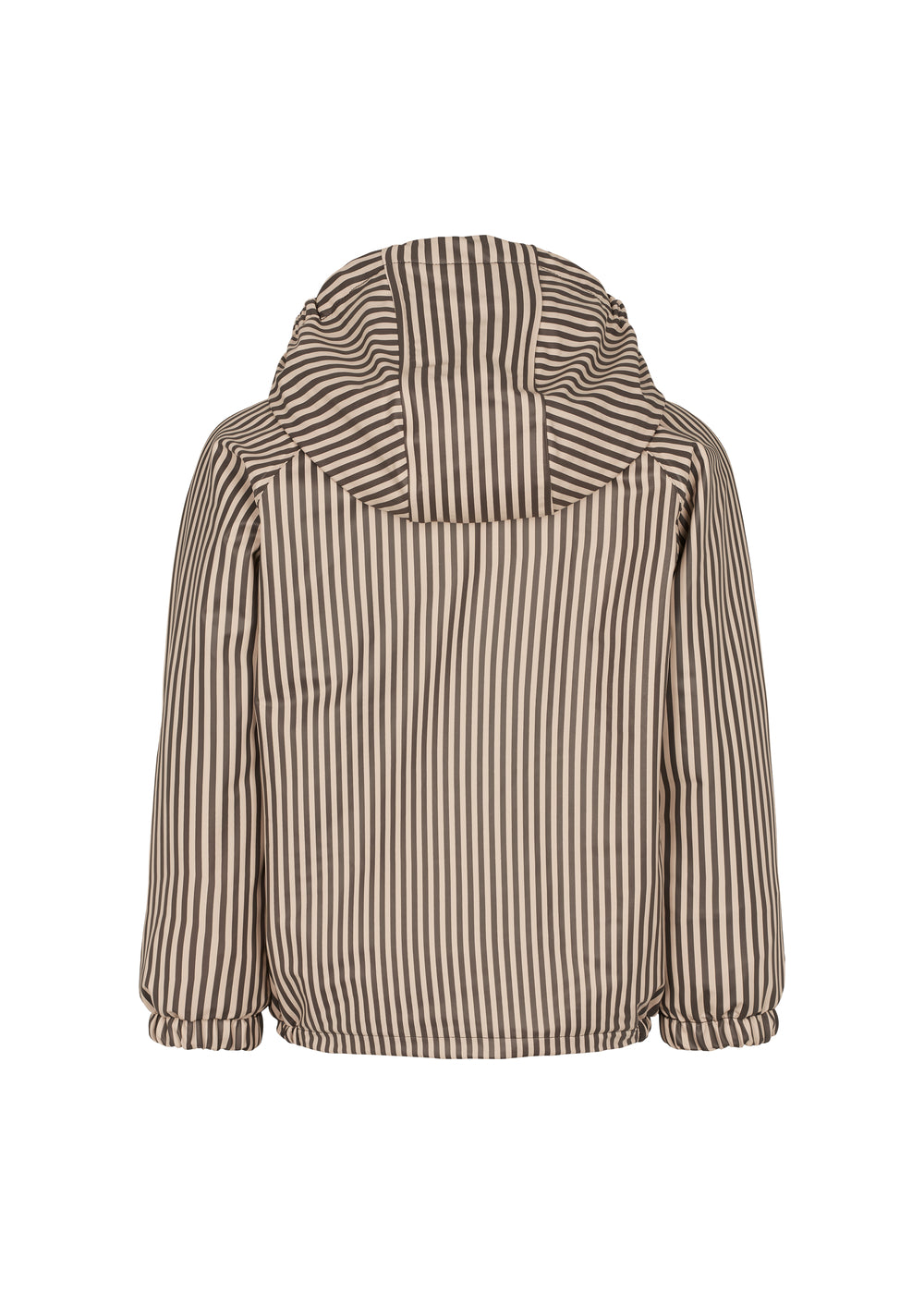 Brun stribet regnjakke til børn med hætte