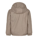 Brun stribet regnjakke til børn med hætte