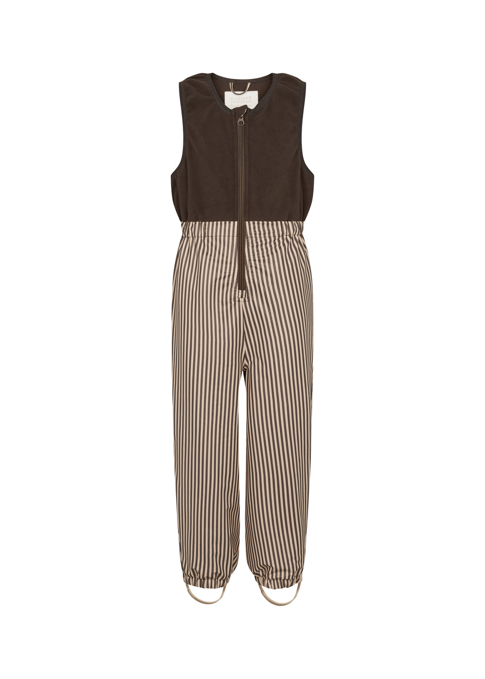 Brune regnbukser til børn med sele og elastikstropper