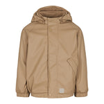 Beige regnjakke til børn med hætte