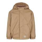 Beige regnjakke til børn med hætte