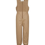 Beige regnbukser til børn med sele og elastikstropper