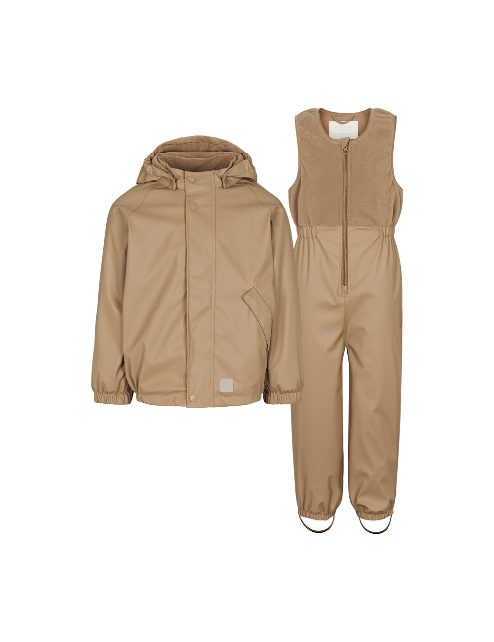 Beige regnjakke til børn med hætte