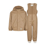 Regnsæt til børn i beige med jakke og selebukser