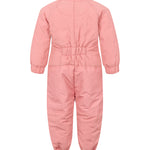 Bagside af lyserød termodragt til baby med elastik i taljen og ribkanter