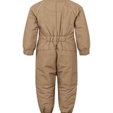 Bagside af brunternet termodragt til baby med elastik i taljen