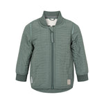 støvet grøn termojakke til børn med lynlås og ribkanter