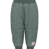 støvet grønne termobukser med knælæg og ribkant