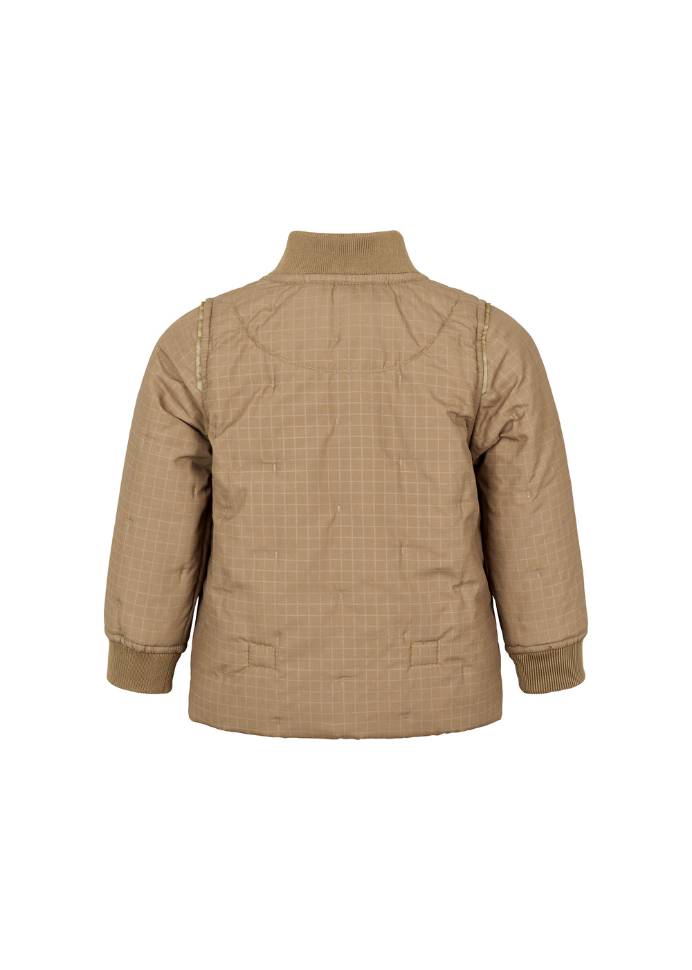 brunternet termojakke for baby med lynlås og ribkanter