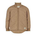 brunternet termojakke med lynlås og ribkanter