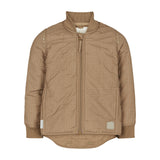 brunternet termojakke med lynlås og ribkanter