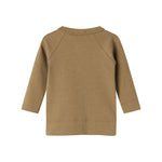 Brun ribstrikket cardigan til børn med knapper foran