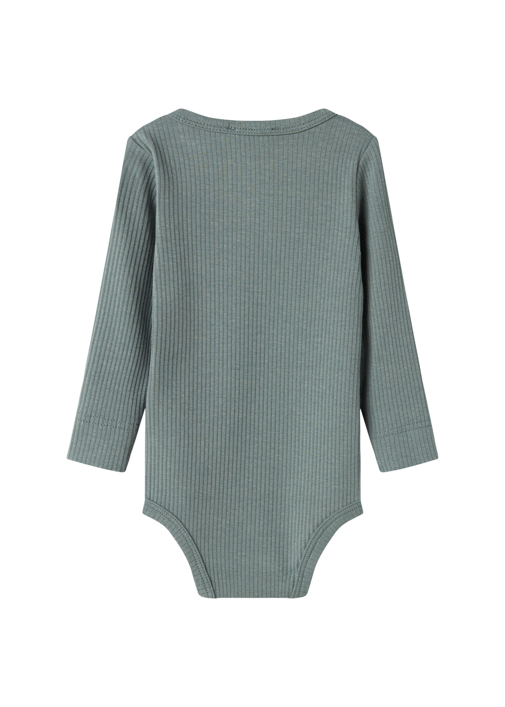 Grøn ribstrikket body med lange ærmer og knapper til baby