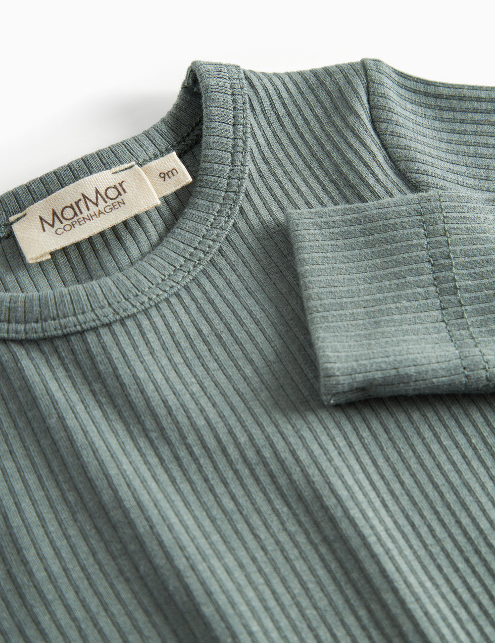 Grøn ribbet body med med lange langermermer