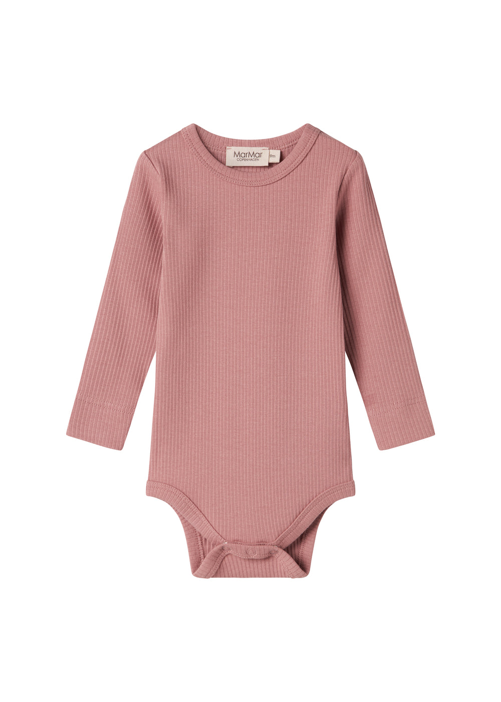 Lyserød ribstrikket body med lange ærmer til børn