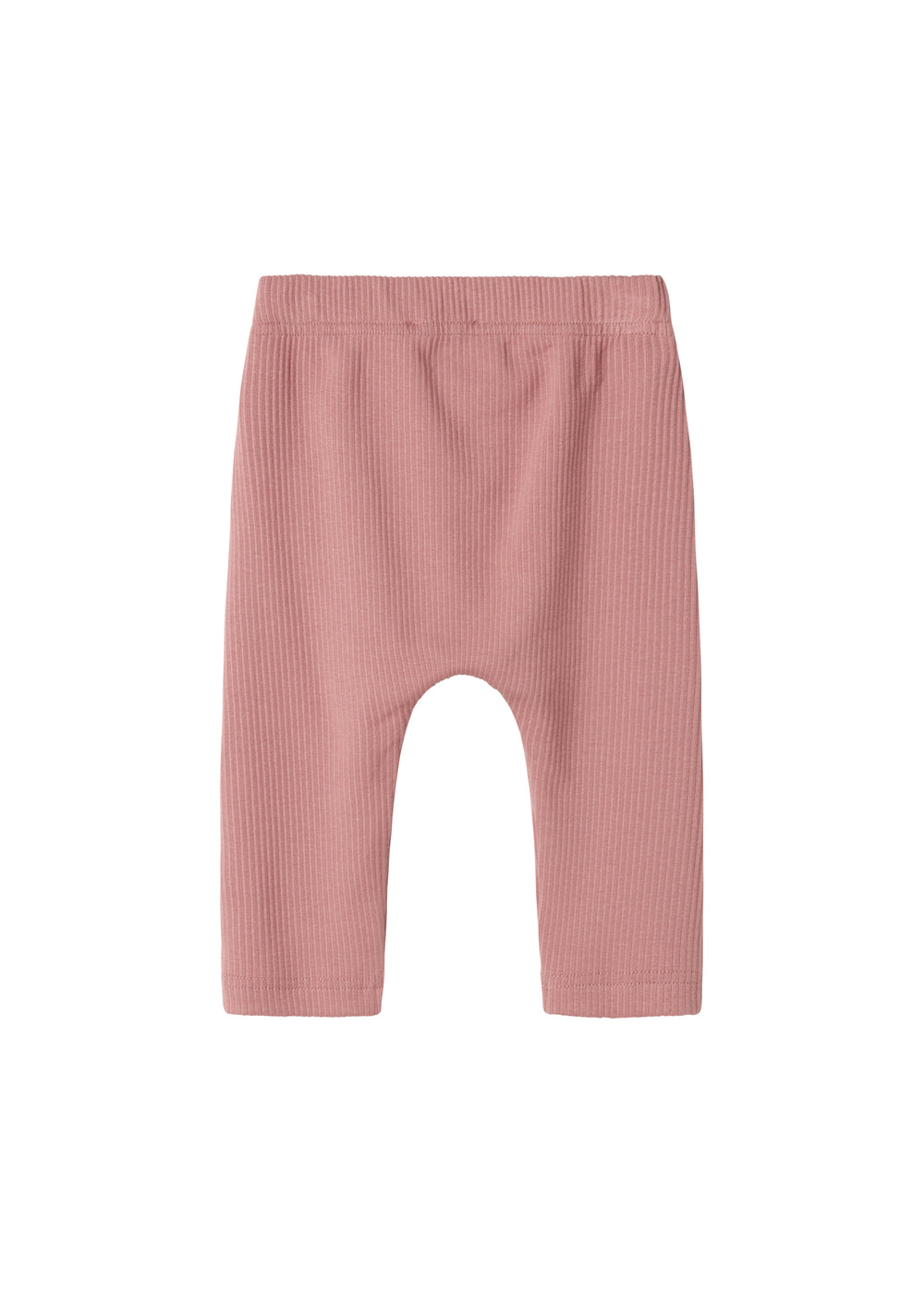 Lyserøde ribstrikkede bukser med snøre i taljen til børn