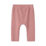 Lyserøde ribstrikkede bukser med snøre i taljen til børn