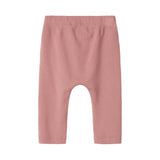 Lyserøde ribstrikkede bukser med snøre i taljen til børn