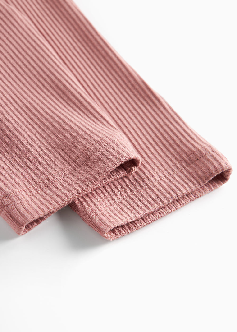 Lyserøde ribstrikkede bukser med snøre i taljen til børn