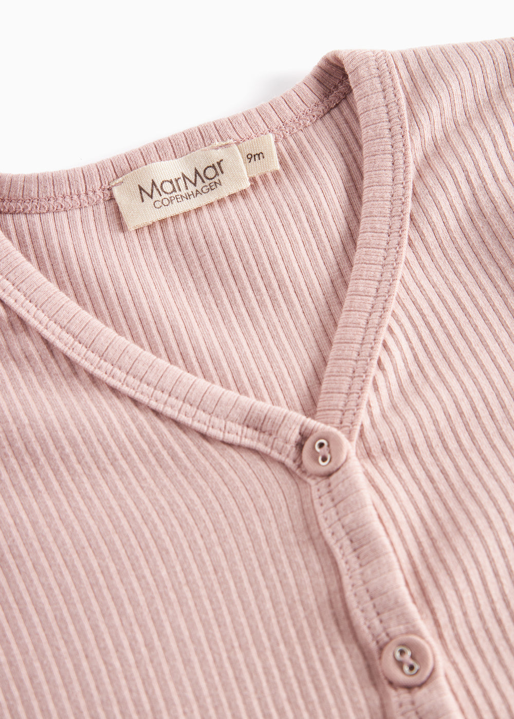 Lyserød ribstrikket cardigan med knapper  til børn 