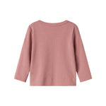 Lyserød ribstrikket cardigan med knapper til børn