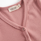 Lyserød ribstrikket cardigan med knapper til børn
