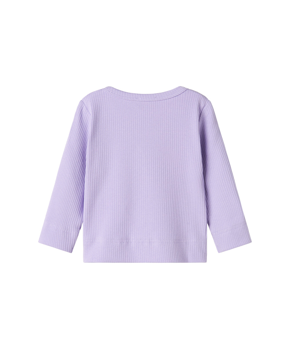 Lilla ribstrikket cardigan til børn 