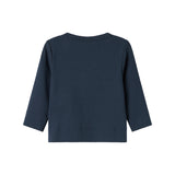 Marineblå ribstrikket cardigan til børn