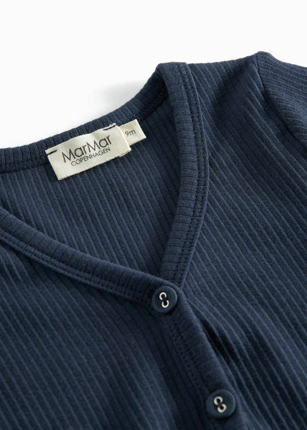 Marineblå ribstrikket cardigan til børn med knapper