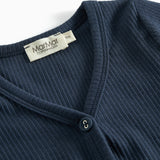 Marineblå ribstrikket cardigan til børn med knapper