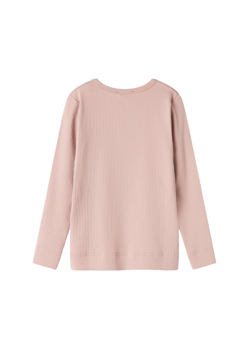 Lyserød ribstrikket langærmet t-shirt til børn