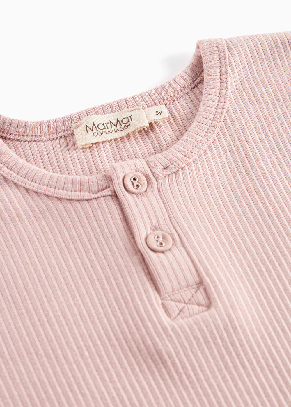 Lyserød ribstrikket langærmet t-shirt med knapper til børn